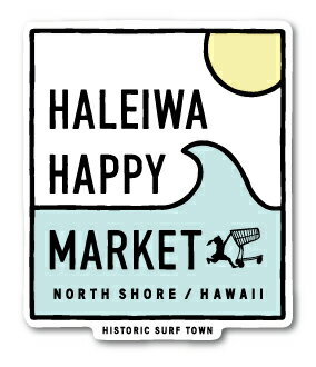 樂天商城 - ハレイワハッピーマーケット ステッカー ロゴ スクエア カラー HHM091 おしゃれ ハワイ HAWAII イラスト ノースショア グッズ