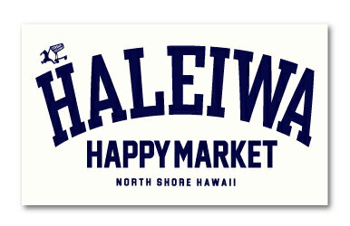 ハレイワハッピーマーケット ステッカー スクエア HALEIWA ブルー 04 HHM098 おしゃれ ハワイ HAWAII イラスト ノースショア グッズ