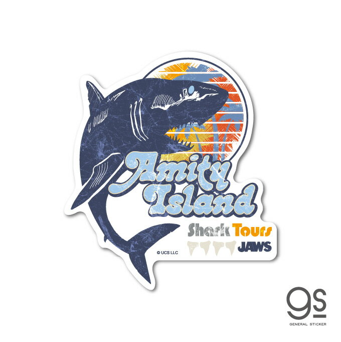 樂天商城 - ジョーズ ダイカットステッカー Amity Island 映画 シリーズ サメ ユニバーサル アトラクション おしゃれ アメリカ 70's イラスト gs 公式グッズ JWS-013