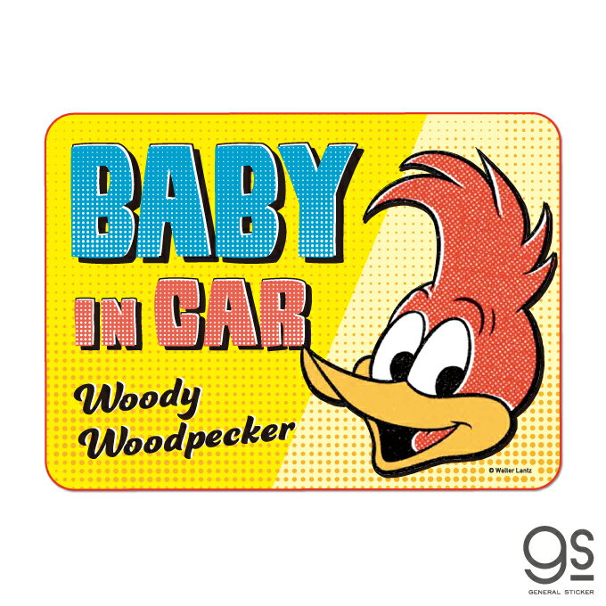 ウッドペッカー 車用ステッカー BABY IN CAR ユニバーサル キャラクターステッカー woody Woodpecker イラスト gs 公式グッズ WWP-017
