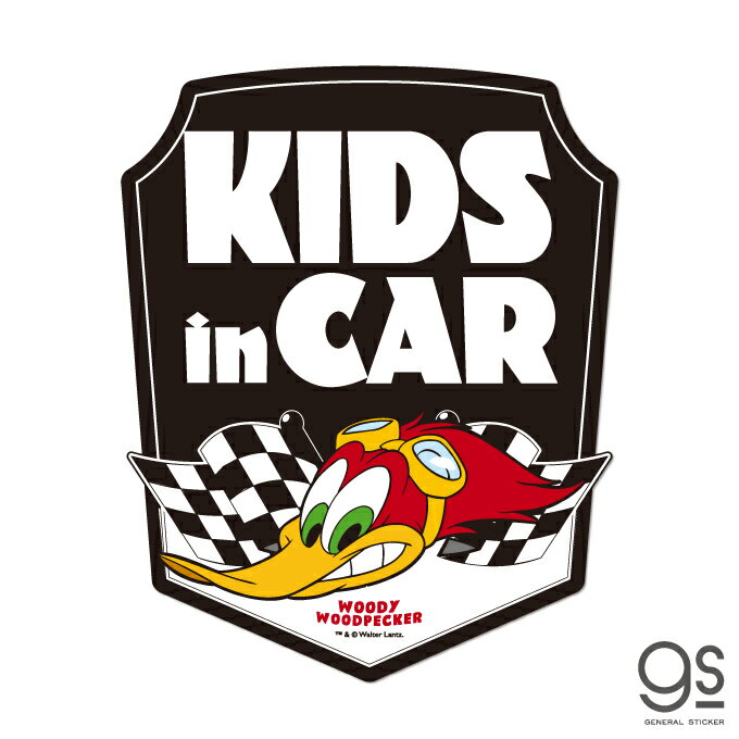 ウッドペッカー 車用ダイカットステッカー KIDS in CAR ユニバーサル キャラクターステッカー woody Woodpecker イラスト gs 公式グッズ WWP-016