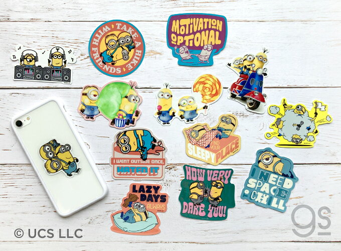 ゼネラルステッカーのミニオンズ ダイカットステッカー LAZYDAYS ALWAYS ユニバーサル キャラクターステッカー 映画 怪盗グルー シリーズ イラスト gs 公式グッズ MN-026｜アングル3