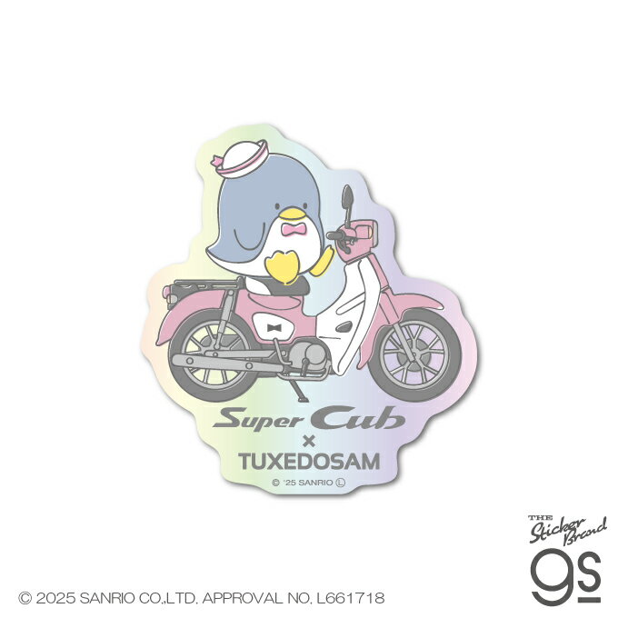 樂天商城 - はぴだんぶい×Super Cub ホログラムステッカー タキシードサム サンリオ sanrio バイク Honda スーパーカブ キャラクター gs 公式グッズ LCS1752