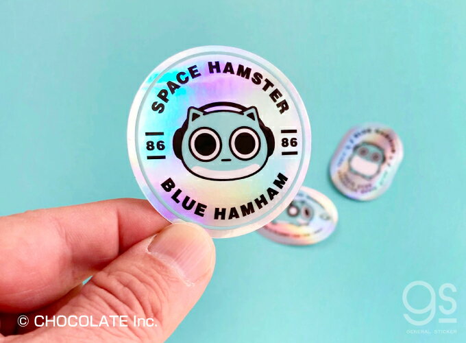 BLUE HAMHAM SPACE HAMSTER/ホログラムステッカー キャラクターステッカー ブルー...
