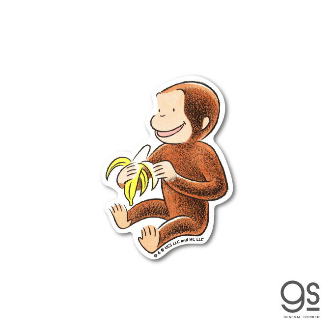 アメリカの絵本作家レイ夫妻によって1941年に刊行された絵本 「Curious George」に登場するキャラクターとして生み出された『おさるのジョージ』が ステッカーになりました。もちろんユニバーサル公認グッズです♪ 絵本イラストのステッカーは懐かしくてカワイイデザインばかり！ 人気のアニメーションデザインも発売中です♪ こちらの商品は耐水、耐光性のある塩ビステッカーです。 自社工場製品だからこそのクオリティ！ 他輸入品とは一線を画した、高品質な仕上がりの商品です。 屋外はもちろん、スマホ、PC、タブレット、ノートや手帳、 冷蔵庫などの大型家電にも！ 様々なシーンでお楽しみ下さい。 ●サイズ 　幅42mm×高さ59mm（本体サイズ） ●製造国 　日本（自社製造） ●備考 　株式会社ゼネラルステッカーが企画・製造・販売しております、 　ライセンス商品です。 &copy; & &reg;UCS LLC and HC LLC