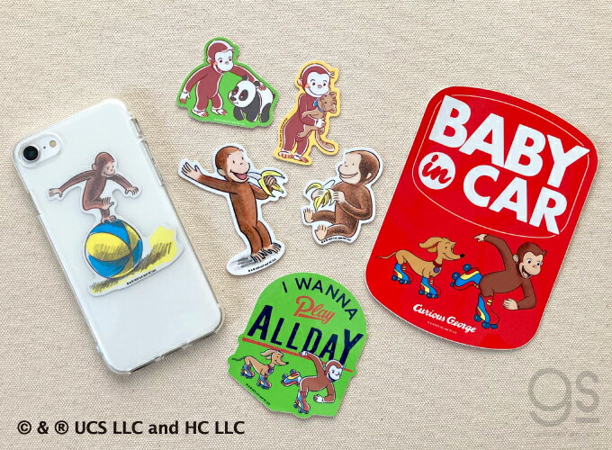 【全12種セット】 おさるのジョージ 絵本 ダイカットステッカー まとめ買い ユニバーサル グッズ イラスト キャラクター かわいい アニメ CGSET02