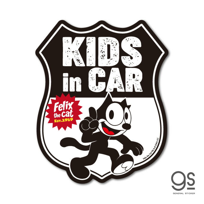 FELIX 車用ステッカー KIDS in CAR ユニバーサル キャラクターステッカー 黒猫 Cat フィリックス・ザ・キャット イラスト gs 公式グッズ FLX-026