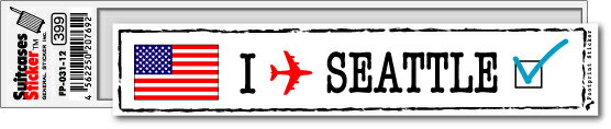 楽天ゼネラルステッカーフットプリントステッカー FP031-12 シアトル SEATTLE スーツケース ステッカー 旅行 目印 国 国旗 海外 トラベル グッズ