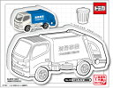 NU004 トヨタ ダイナ 清掃車 塗り絵ステッカー ウォールステッカー トミカ TOMICA TOMY タカラトミー 車 ぬりえ 子供 壁用