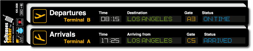 フライトインフォメーションステッカー ロサンゼルス LOS ANGELES KK008 空港 ステッカー 旅行 飛行機