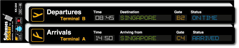 フライトインフォメーションステッカー シンガポール SINGAPOLE KK044 空港 ステッカー 旅行 飛行機