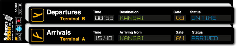 フライトインフォメーションステッカー 関西 KANSAI KK052 空港 ステッカー 旅行 飛行機