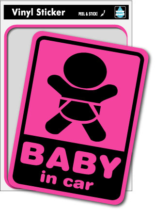 SK018 Baby in car pink ベビーインカー 車 出産祝い こども BABY ベビー ステッカー