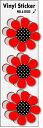 SK088 レトロフラワーステッカー reddot 赤 ドット 花 レトロ カラー flower おしゃれ インテリア ステッカー
