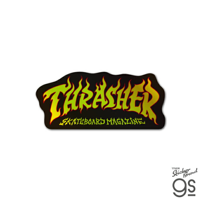 THRASHER ホログラムステッカー OUTLINE FIRE スラッシャー ロゴ スケボー ブランド ストリート スマホ スーツケース gs 公式グッズ THR020