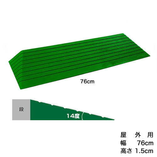 ［直送品］段差スロープ　ダイヤスロープ　屋外用シンエイテクノDSO76-15　幅76cm高さ1.5cm段差解消スロープW462042［直送品以外と同梱不可］