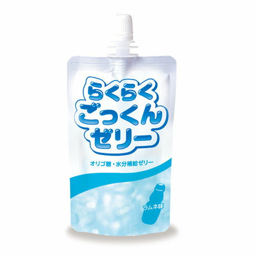 【内容量】 150g×6袋 【原材料名】 ラムネ味 果糖ぶどう糖液糖、果汁（スウィーティー、レモン）、 食塩、ハーブエキス、ゲル化剤（増粘多糖類）、 キシロオリゴ糖、乳酸カルシウム、酸味料、環状オリゴ糖、 香料、甘味料（アスパルテーム・L−フェニルアラニン化合物） 硫酸マグネシウム、ピロリン酸鉄 ニュートリー株式会社　らくらくごっくんゼリー -　グレープ味・りんご味・ラムネ味・みかん味・緑茶味　- ベッドサイドでの水分の補給に /　 嚥下が困難で水分がむせて飲みにくい方に お年寄りに不足しやすい成分の補給に　/　 おなかにやさしい食物繊維やオリゴ糖を配合 グレープ味　＆　りんご味 1パックで4.2gの食物繊維と142gの水分が補えます ラムネ味　＆　みかん味 1パックで0.7gのオリゴ糖と143gの水分が補えます 不足しがちなカルシウムと鉄を配合しています 緑茶味 カテキン80mg、食物繊維入りのさわやかな緑茶ゼリーです 嚥下困難な場合にも飲み込みやすい喉ごしの良いゼリーです キャップ付き容器ですから、一度に飲めない場合も、衛生的にお使いいただけます 包装：グレープ味、りんご味、ラムネ味、みかん味、緑茶味の5種類（150g×6パック） この様な時にお使い下さい &#8226;お年寄りに不足しやすい成分の補給に &#8226;ベッドサイドでの水分の補給に &#8226;嚥下が困難で水分がむせて飲みにくい方に &#8226;おなかにやさしい食物繊維やオリゴ糖を配合 原材料名 グレープ味 果汁（グレープ、レモン）、食物繊維（難消化性デキストリン）、食塩、ゲル化剤（増粘多糖類）、乳酸カルシウム、酸味料、香料、甘味料（アスパルテーム・L−フェニルアラニン化合物）、環状オリゴ糖、硫酸マグネシウム、クエン酸鉄ナトリウム りんご味 果汁（りんご、レモン）、食物繊維（難消化性デキストリン）、食塩、ゲル化剤（増粘多糖類）、乳酸カルシウム、香料、環状オリゴ糖、酸味料、甘味料（アスパルテーム・L−フェニルアラニン化合物）、硫酸マグネシウム、ピロリン酸鉄 ラムネ味 果糖ぶどう糖液糖、果汁（スウィーティー、レモン）、食塩、ハーブエキス、ゲル化剤（増粘多糖類）、キシロオリゴ糖、乳酸カルシウム、酸味料、環状オリゴ糖、香料、甘味料（アスパルテーム・L−フェニルアラニン化合物）、硫酸マグネシウム、ピロリン酸鉄 みかん味 果汁（オレンジ、みかん）、果糖ぶどう糖液糖、食塩、ゲル化剤（増粘多糖類）、キシロオリゴ糖、乳酸カルシウム、酸味料、香料、環状オリゴ糖、クエン酸ナトリウム、甘味料（アスパルテーム・L−フェニルアラニン化合物）、硫酸マグネシウム、ピロリン酸鉄 緑茶味 食物繊維（難消化性デキストリン）、緑茶、玄米、ゲル化剤（増粘多糖類）、緑茶抽出物、アスコルビン酸ナトリウム、香料 保存方法：直射日光を避け、室温で保存してください お召し上がり方：そのままでもおいしくお飲みいただけますが、冷すといっそうおいしくなります（凍らせると解凍後、ゼリーの食感が損なわれます） 賞味期間：製造後6カ月間 包装：グレープ味、りんご味、ラムネ味、みかん味、緑茶味の各味（150g×6パック） ご注意 &#8226;品質管理には万全を期しておりますが、容器に漏れ、膨張等がみられるもの、開封後、内容物の色、味、においに異常がみられるものは使用しないでください &#8226;飲用される方の体質や体調により、おなかがゆるくなることがありますので飲み過ぎにご注意ください &#8226;開封後は蓋を閉めて冷蔵庫に保管し、なるべく早くお飲みください &#8226;室温で保存できますが、直射日光を避け、なるべく冷所に保存してください &#8226;賞味期限内にご使用ください 栄養成分表示 　 &nbsp; グレープ味 りんご味 ラムネ味 みかん味 緑茶味 熱量 kcal 20 18 20 22 9 たんぱく質 g 0.15 0 0 0 0 脂質 g 0 0 0 0 0 糖質 g 3.8 3.4 5.0 5.5 1 食物繊維 g 4.2 4.2 0.9 0.9 4.5 ナトリウム mg 100 90 95 110 80 カリウム mg 100 120 120 130 140 カルシウム mg 60 60 150 150 10 鉄 mg 1.0 1.0 1.0 1.0 - リン mg 44 45 45 45 53 マグネシウム mg 3.2 3.0 3.5 3.5 3 塩素 mg 141 140 145 135 90 水分 g 142 142 143 143 143 灰分 g 0.6 0.7 0.9 0.9 0.6 キシロオリゴ糖 g - - 0.7 0.7 -4月よりごっくんゼリーがリニューアルします。 味・成分・価格はそのままです。 新旧商品が同梱する場合があります。 予めご了承ください。 ニュートリー株式会社　らくらくごっくんゼリー ベッドサイドでの水分の補給に /　 嚥下が困難で水分がむせて飲みにくい方に お年寄りに不足しやすい成分の補給に　/　 おなかにやさしい食物繊維やオリゴ糖を配合