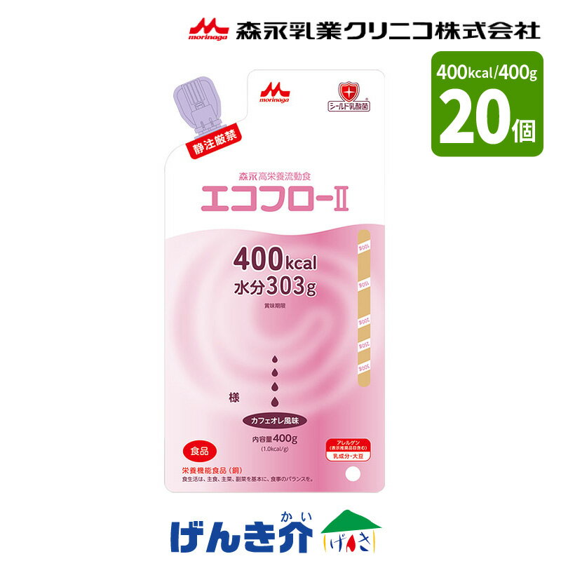 【注出口変更済み】エコフロー バッグ とろみ状流動食 （400g×20個） 熱量400kcal 森永 クリニコ カフェオレ風味 経管栄養 流動食