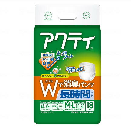 ［直送品］クレシア　TアクティWで消臭パンツ長時間タイプM-L 袋 （18枚）［直送品以外と同梱不可］