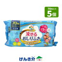 流せる おしりふき 70枚 (18cm×20cm) 大人用おしりふき 5個セット 日本製水分99％ ウエットタイプ 肌にやさしいノンアルコール 無香料 流せるタイプ