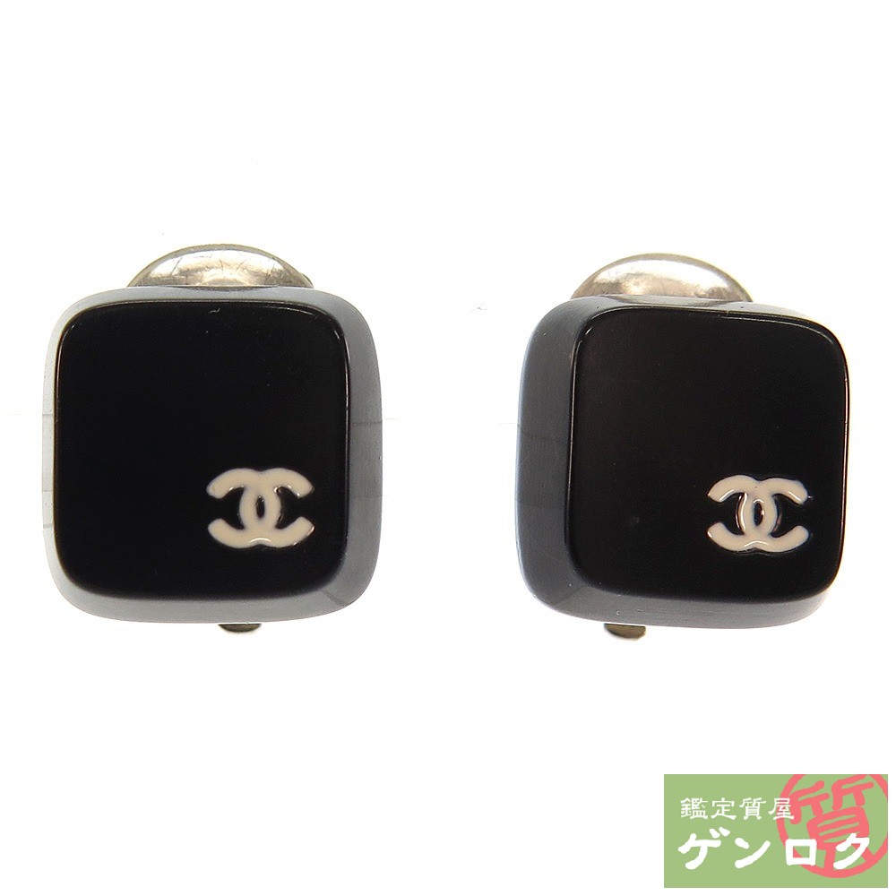 【中古】 シャネル ココマーク イヤリング メッキ ブラック 黒 CHANEL【質屋】【代引き手数料無料】