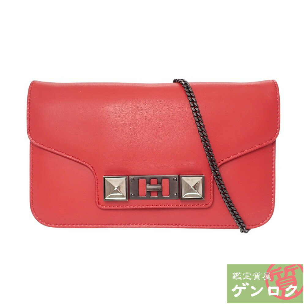 【中古】 プロエンザスクーラー ウォレットチェーン レザー 赤 レッド Proenza Schouler【質屋】【代引き手数料無料】