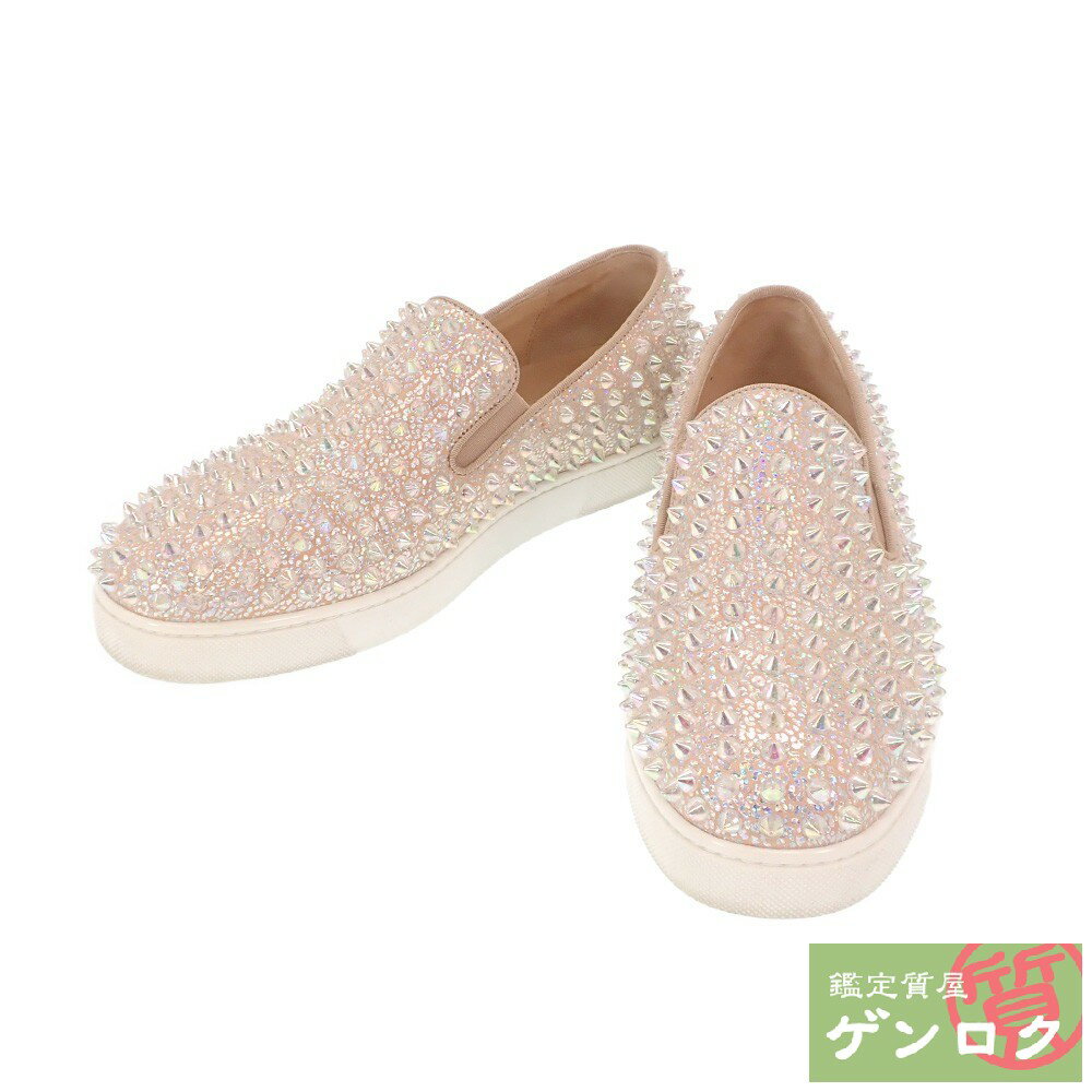 【中古】 クリスチャンルブタン ROLLER BORT ローラーボート スリッポン サイズ:38 1/2(約25.5) ピンク色×オーロラカラー Christian Louboutin【質屋】【代引き手数料無料】