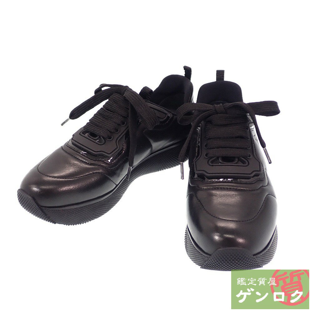 【中古】 プラダ スニーカー サイズ:22.5 レディース 黒 ブラック PRADA【質屋】【代引き手数料無料】