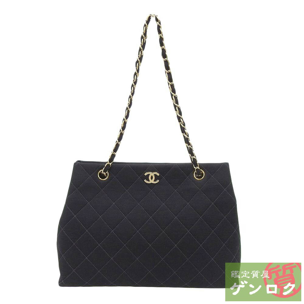 【中古】 シャネル チェーンショルダートートバッグ ショルダーバッグ 5番台 キャンバス ブラック 黒 レディース CHANEL【質屋】【代引き手数料無料】