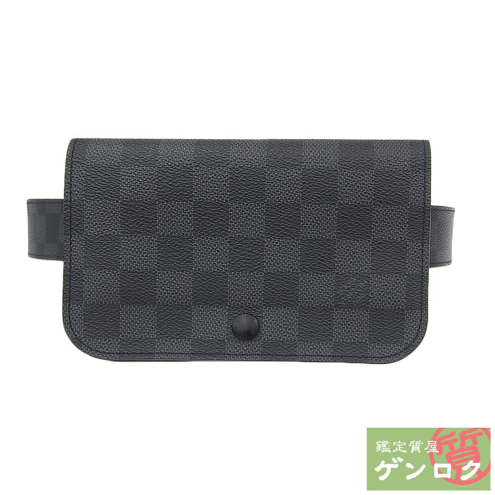 【中古】LOUIS VUITTON ルイ・ヴィトン ダミエ グラフィット サンチュールポシェットオム ウエストバッグ ポーチ ベルト M6837 メンズ【質屋】【代引き手数料無料】