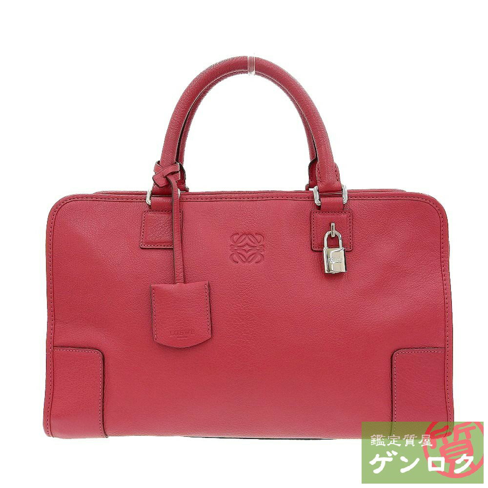 【中古】LOEWE ロエベ アマソナ ハンドバッグ レッド 赤 レザー レディース【質屋】【代引き手数料無料】