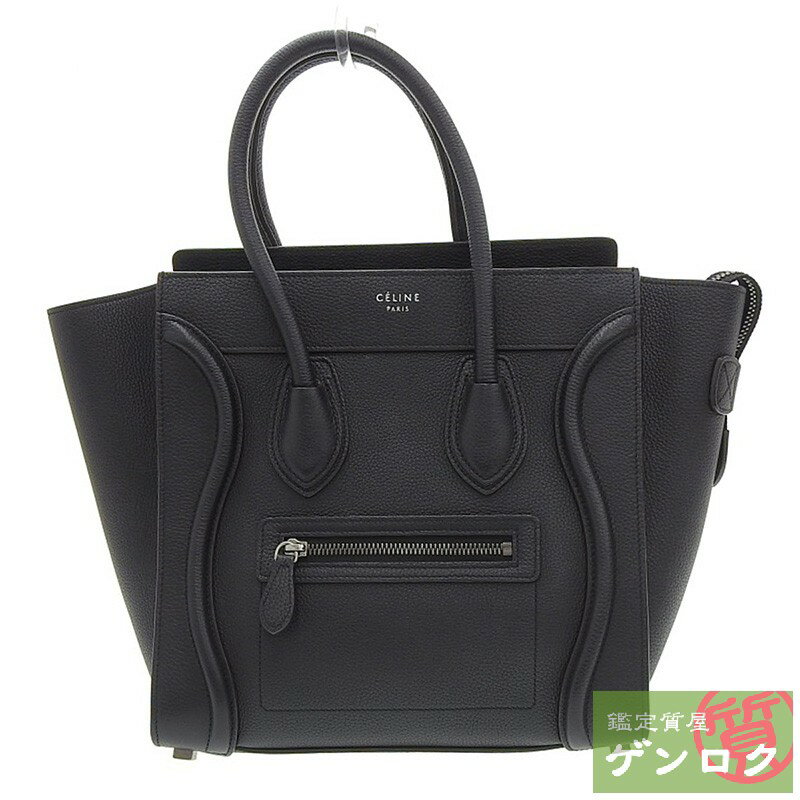 【中古】 セリーヌ ラゲージ マイクロショッパー ハンドバッグ ブラック 黒 レザー レディースCELINE【質屋】【代引き手数料無料】