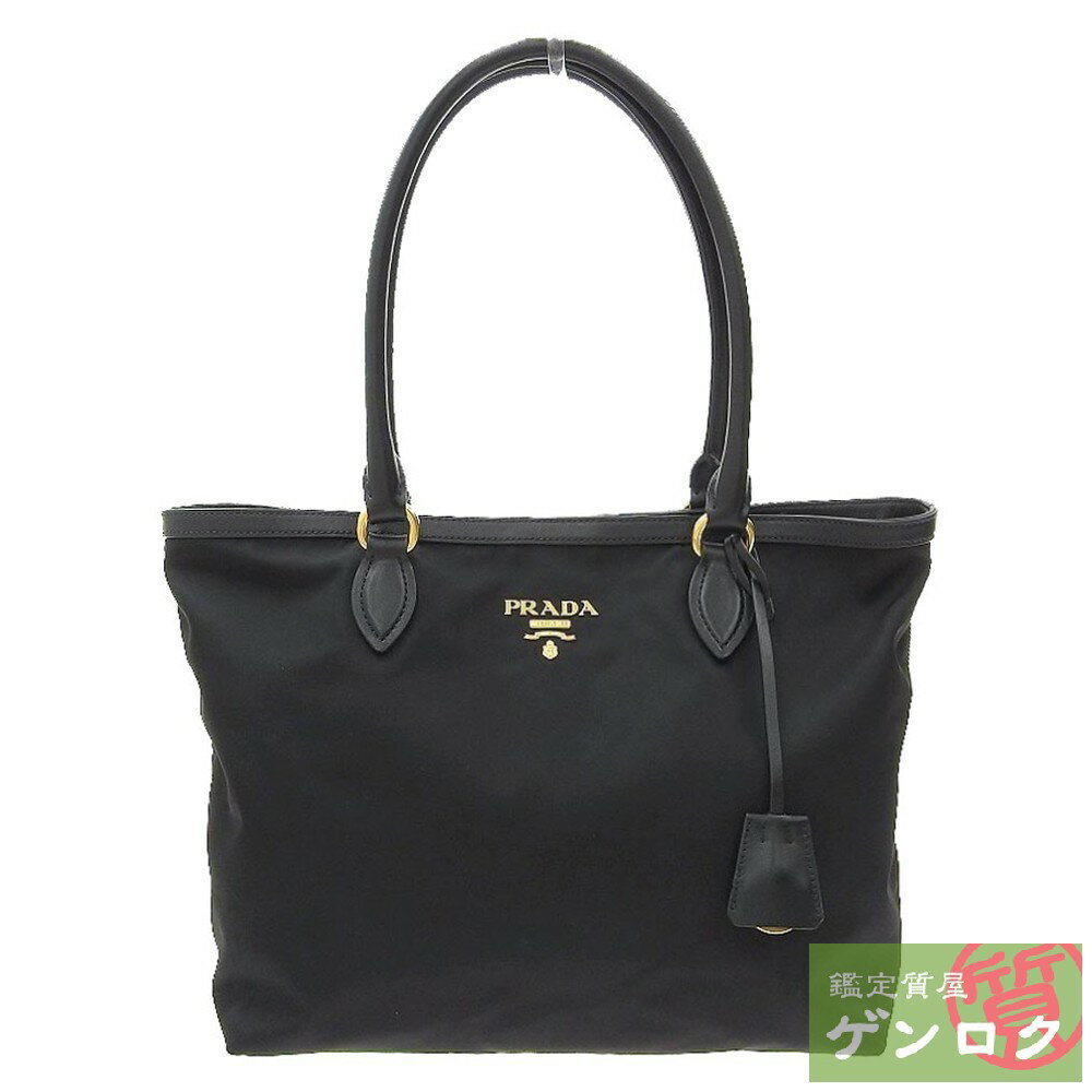 【中古】 プラダ ナイロン トートバッグ ショルダーバッグ ナイロン×レザー ブラック 黒 レディース PRADA【質屋】【代引き手数料無料】