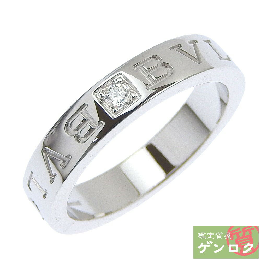 【中古】BVLGARI ブルガリ ダブルロゴ リング 指輪 750 K18WG 1Pダイヤモンド 13.5号 レディース【質屋】【代引き手数料無料】