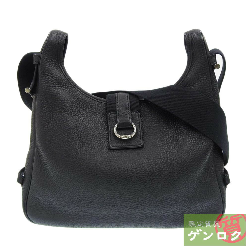 【中古】HERMES エルメス サコ ショルダーバッグ ブラック 黒 トリヨンクレマンス □B刻印(1998年) レディース【質屋】【代引き手数料無料】