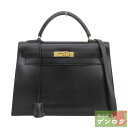 【中古】HERMES エルメス ケリー32 ハンドバッグ ショルダーバッグ ブラック レザー □A刻印(1997年) レディース【質屋】【代引き手数料無料】