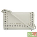 【中古】PRADA プラダ チェーンショルダー ウォレット ショルダーバッグ 斜め掛け ポーチ ポシェット オフホワイト系 レザー レディース【質屋】【代引き手...