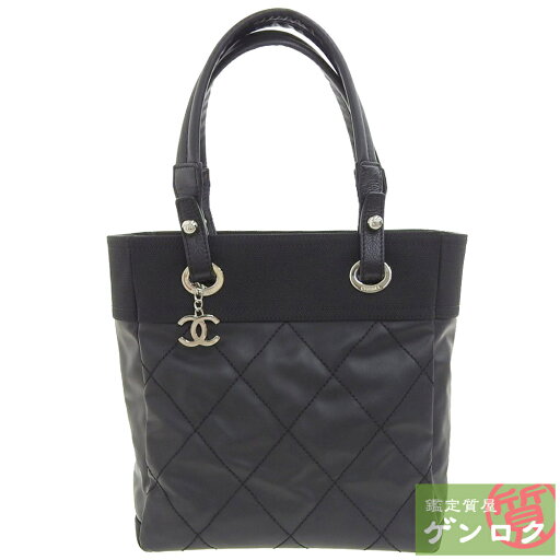 【中古】CHANEL シャネル パリビアリッツPM トート ハンドバッグ ブラック コーティンキャンバス×キャンバス 18番台【質屋】 【中古】CHANEL シャネル パリビアリッツPM トート ハンドバッグ ブラック コーティンキャンバス×キャンバス 18番台【質屋】