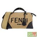 【中古】FENDI フェンディ 2WAY ショルダーバッグ 斜め掛け ハンドバッグ ベージュ×ブラック ラフィア×レザー レディース【質屋】【代引き手数料無料】