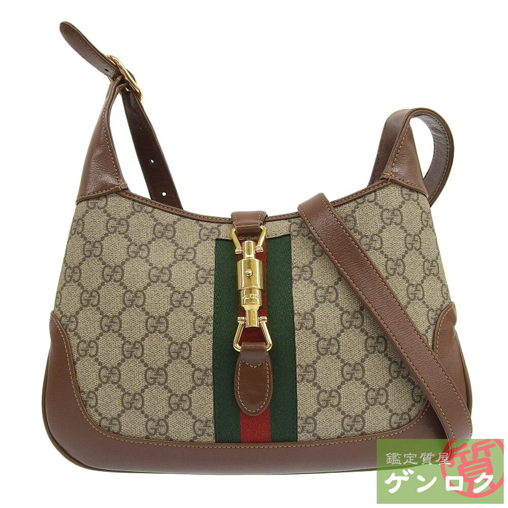 【中古】GUCCI グッチ GG シェリーライン 2WAY ショルダーバッグ 斜め掛け ベージュ×ブラウン GGスプリーム×レザー 636706 レディース【質屋】【代引き手数料無料】