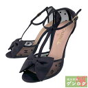 【中古】CHANEL シャネル リボン メッシュ ココマーク サンダル size:37 1/2(約23.5cm) ブラック【質屋】