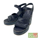 【中古】CHANEL シャネル チェーン付サンダル size:38 1/2(約24.5cm) ネイビー【質屋】