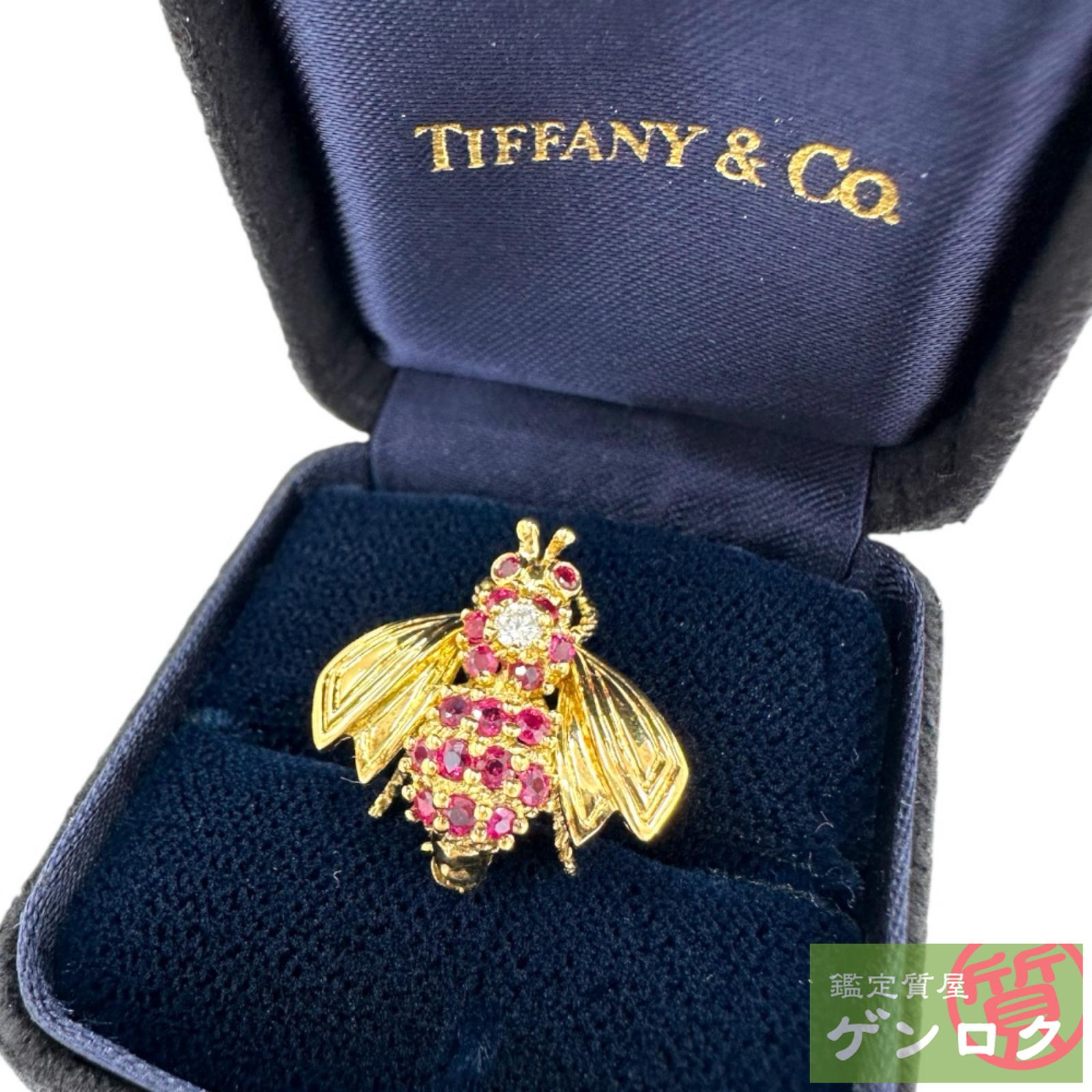 【中古】 ティファニー ビーブローチ 蜂 ミツバチ 750YG/ルビー/ダイヤ レッド/ゴールド色 TIFFANY&Co...