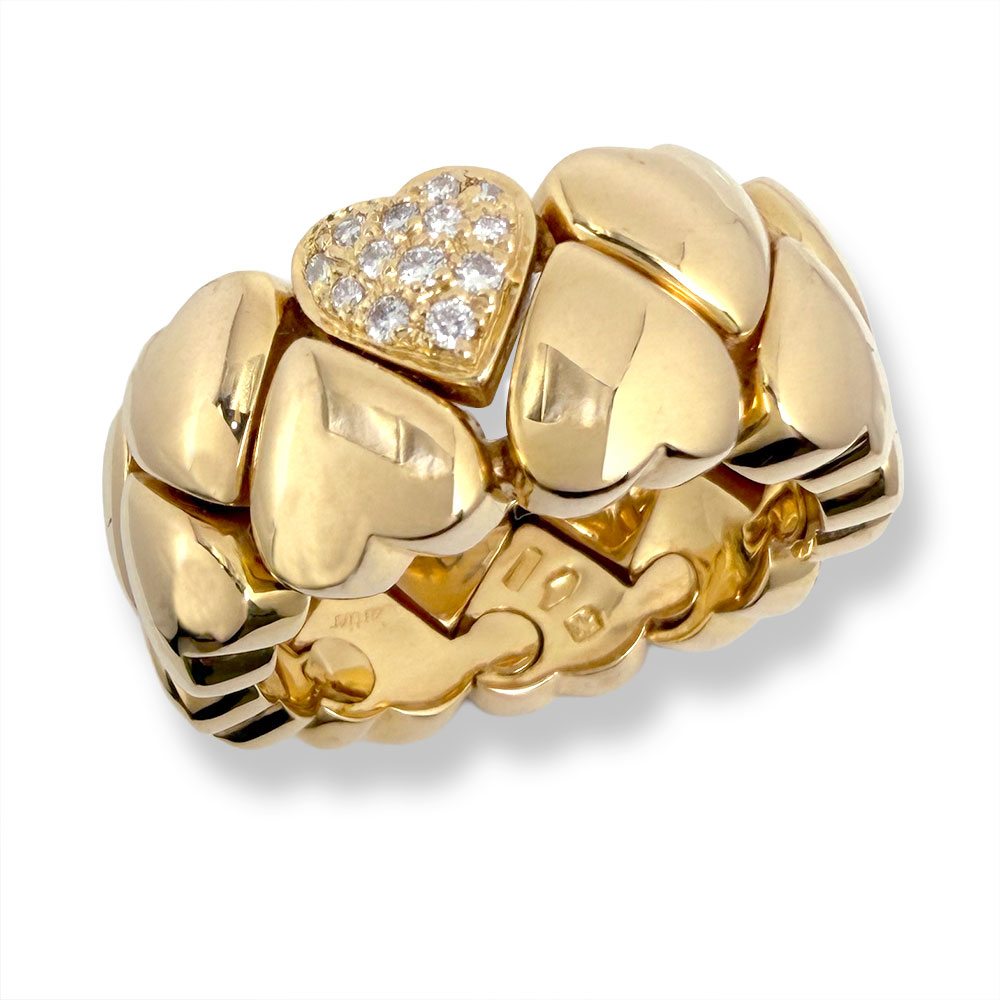 【中古】 カルティエ ダブルハート ダイヤ リング・指輪 750YG #53(約#13.5号) CARTIER【質屋】【代引き手数料無料】