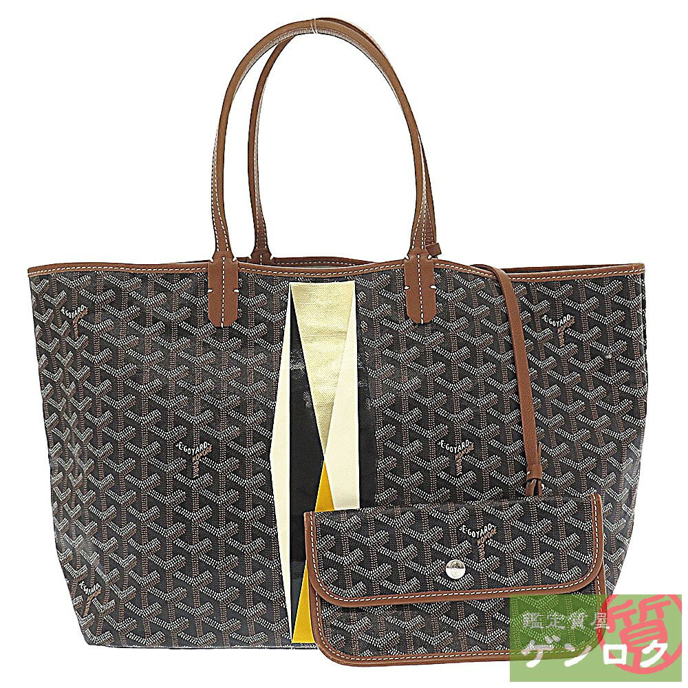 【中古】 ゴヤール サンルイ PM トートバッグ コーティングキャンバス レザー 黒 ブラック GOYARD【質屋】【代引き手数料無料】