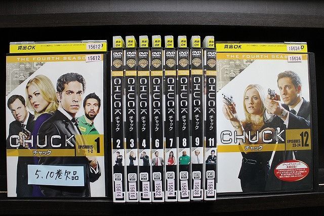 【中古】 DVD CHUCK チャック フォース シーズン4　1〜12巻(5、10巻欠品) 計10本set ※ケース無し発送 レンタル落ち Z2A425