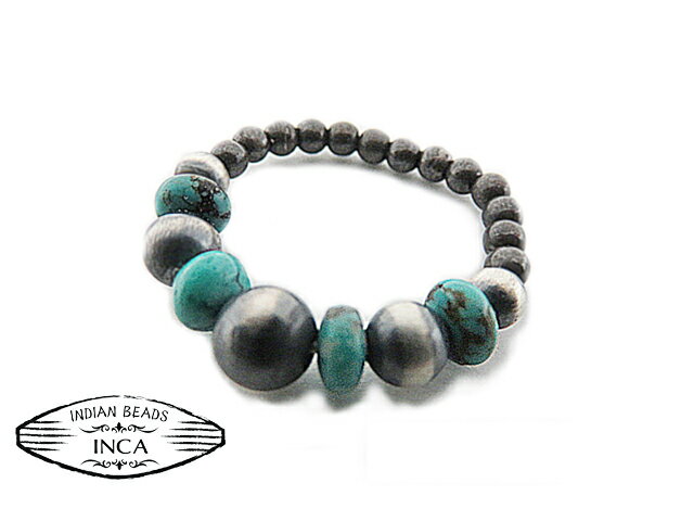 インディアンジュエリー リング ナバホパール ビーズ シルバー925 ターコイズ コーラル 指輪, INCA