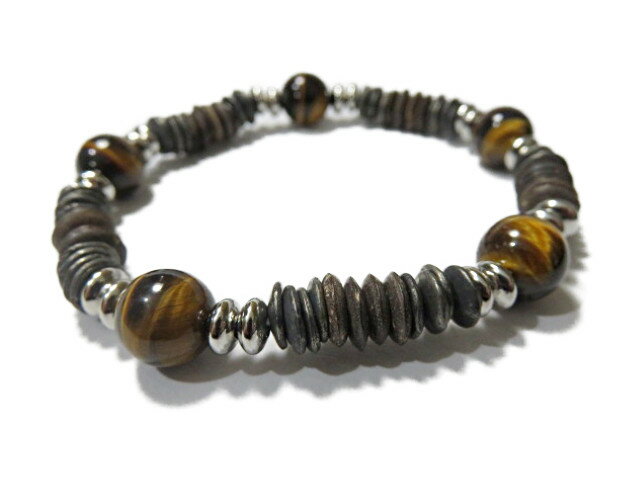 タイガーアイビーズブレスレットシル...