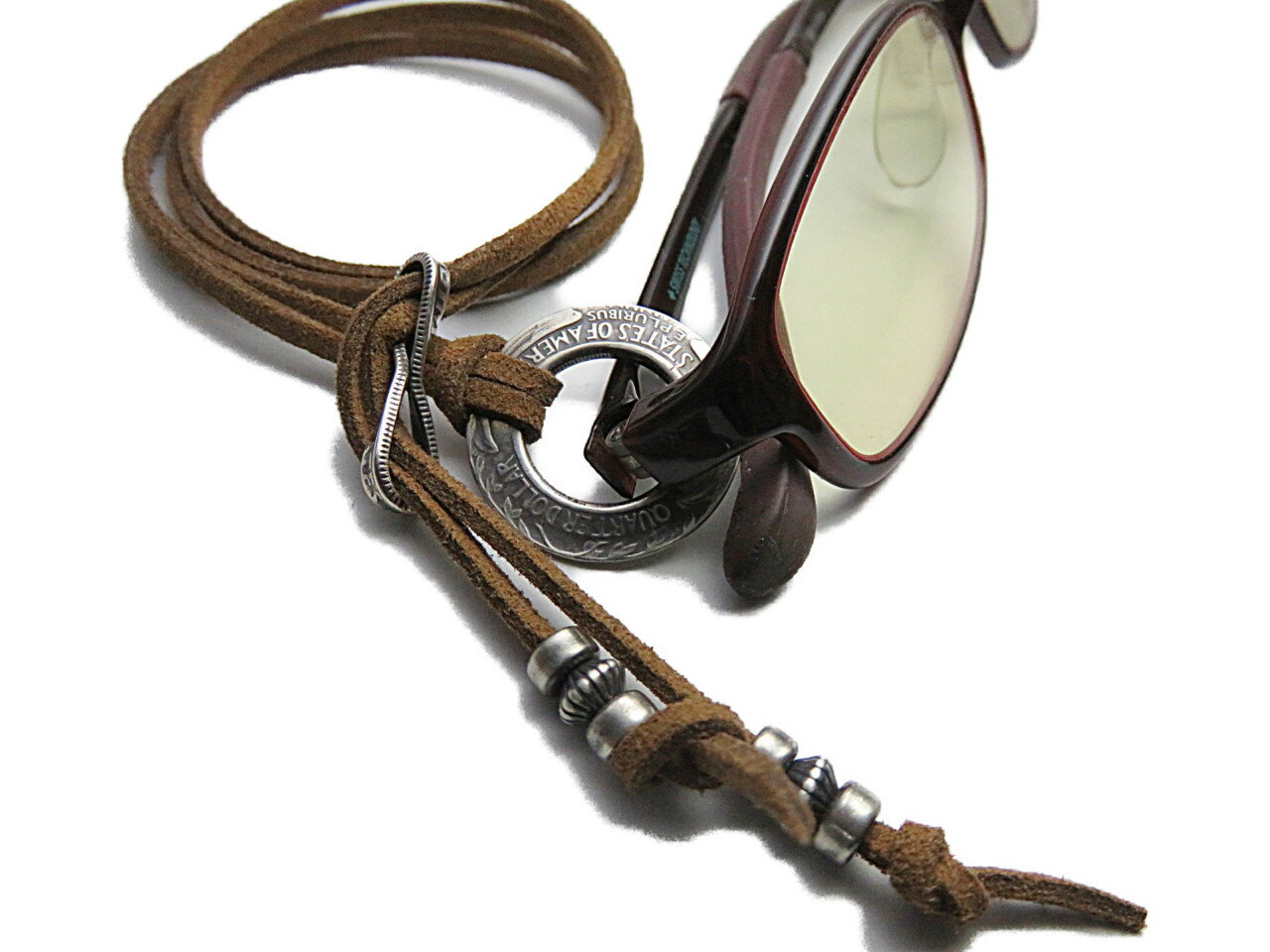25セント コイン ネックレス 眼鏡ホルダー ペンダント シルバー925 インディアンジュエリー モルガンコイン 銀貨, INCA