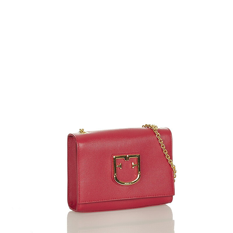 フルラ チェーン ショルダーバッグ レッド レザー レディース Furla 【中古】